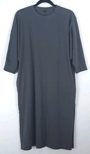 UNIQLO Smooth Cotton Midi Dress Womens 2XL Minimalist Pocket Casual Japan
