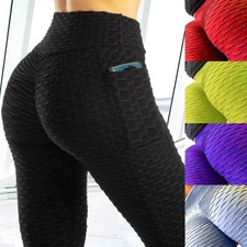 Women Anti-Cellulite High Waist Yoga Pants Leggings Pocket Workout Gym Trousers
