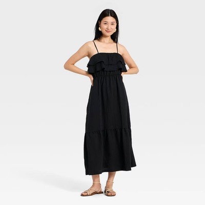 Women Sleeveless Ruffle Maxi A-Line Dress - A New Day