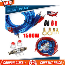 Car Audio Cable 1500W Amp Amplifier Install RCA Subwoofer Sub Wiring 8 Gauge