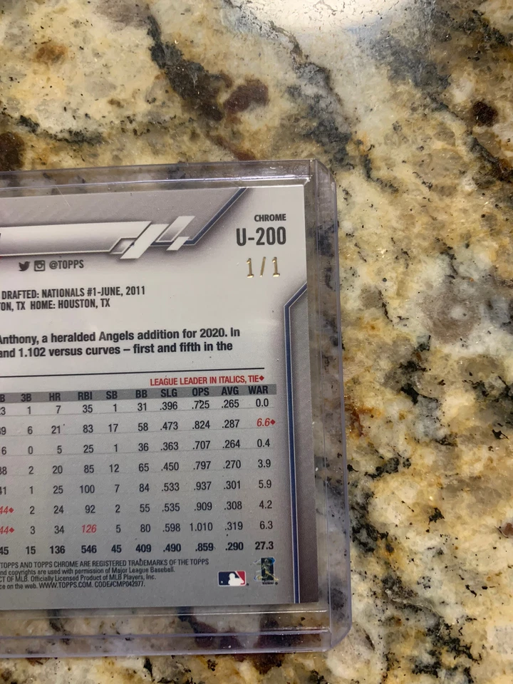 2020 Topps Chrome Update ANTHONY RENDON #200 Superfractor 1/1 1st Year W/ Angels - Image 3 of 3