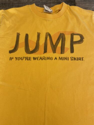 vintage Hollister t-shirt Single Stitch JUMP If You Are Wearing A Miniskirt Sz L - Picture 1 of 9