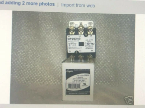 Contactor 3 Pole 25 Amp Coil: 208/240 VAC 50/60 Hz.