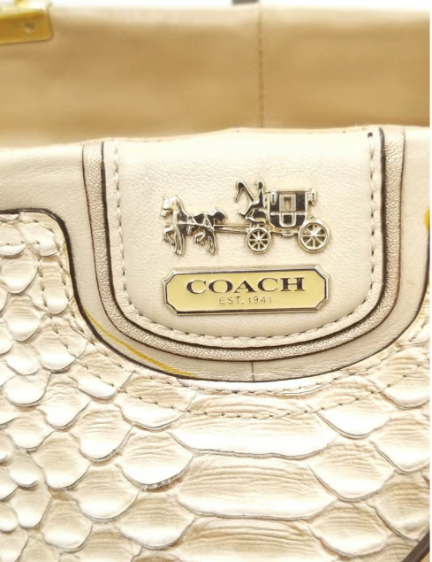 Coach Beige Python Satchel/Crossbody Bag - image 10