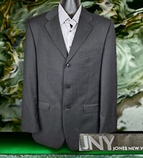 Jones New York Sport Coat Mens 40L Dark Gray 3 Button Ventless