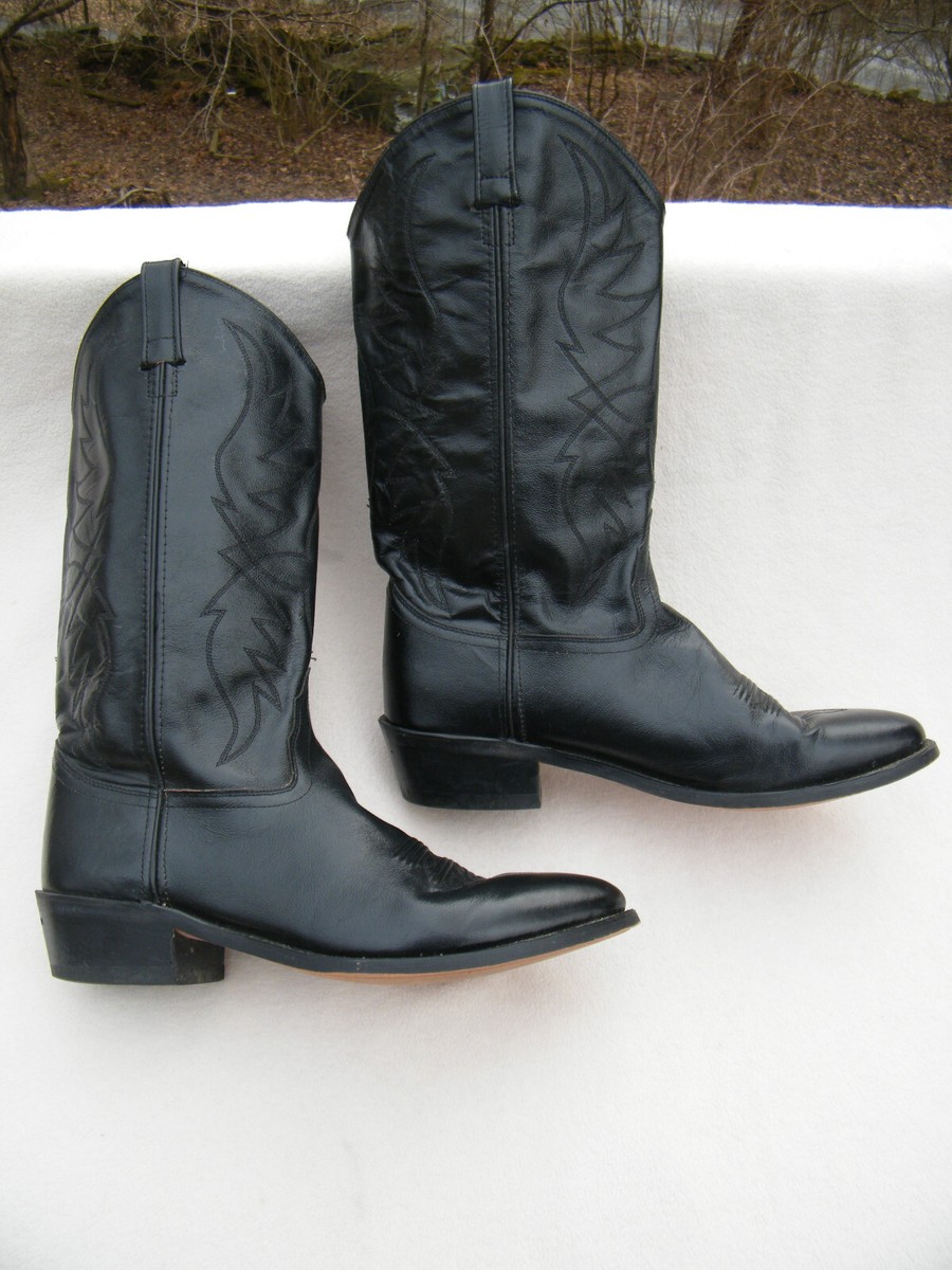 Black Leather Cowboy Western Boots Made in India Size 11 D
