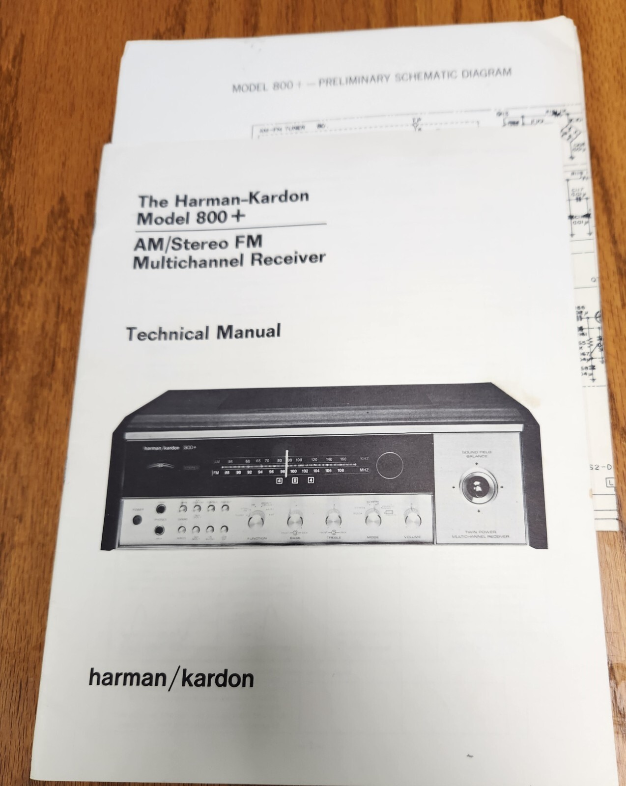 Harman-Kardon 800+ Multichannel Receiver Technical Manual - Original