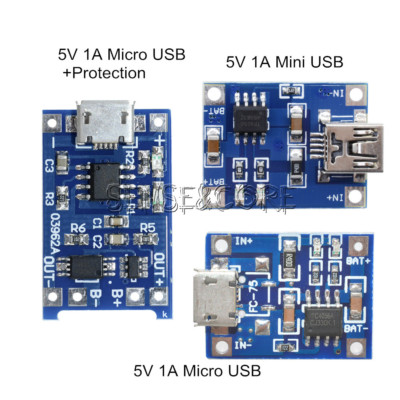 2/5/10PCS 5V 1A Mini/Micro USB 18650 Lithium Battery Charger Board Module TP4056