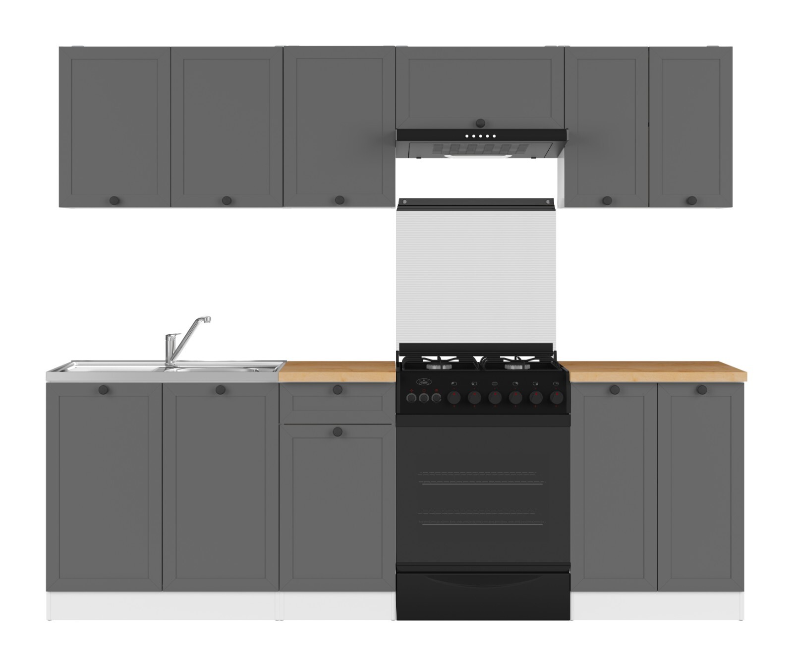 400mm Kitchen Wall Unit 1 Door 40cm Cupboard White/Dark Grey