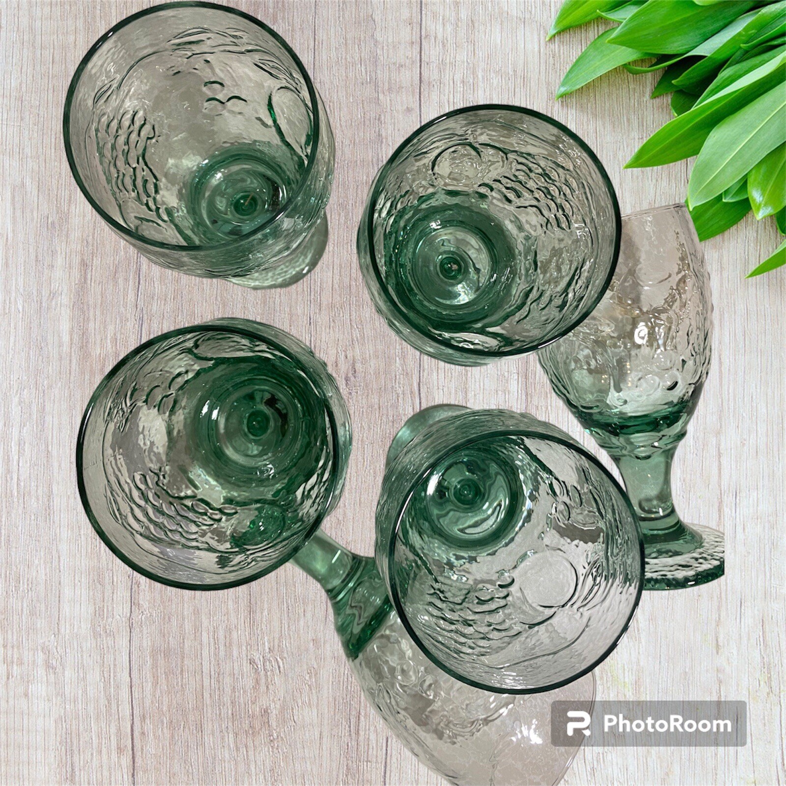 Vintage Libbey Orchard Fruit Green Stemmed Water Goblets Glasses 16 oz SET OF 6 eBay