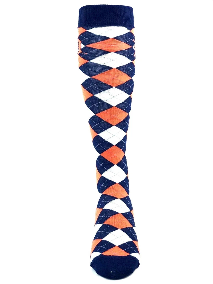 Detroit Tigers Baseball Navy Orange White Argyle Thin Knee Socks - Image 2 of 3