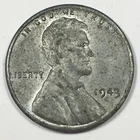 1943 Lincoln Wheat "Steel" Cent Penny - Extremely Fine (XF) KM#132a - 6254