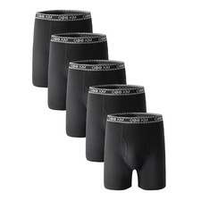 5PK Men's Soft Cotton Boxer Briefs Fly Front Underwear Size: L. Fit for waist si