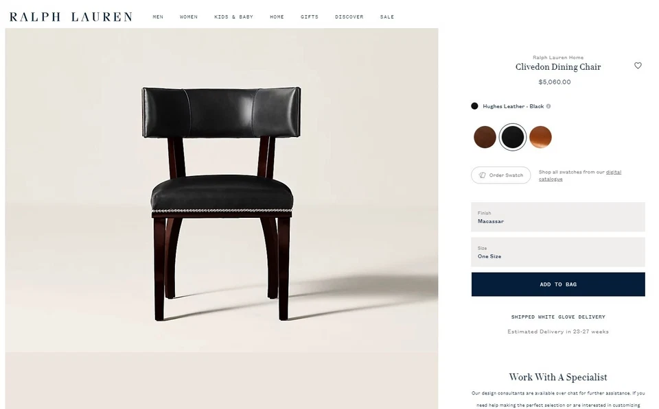 FOUR RALPH LAUREN MACASSAR EBONY CROCODILE LEATHER CLIVEDON DINING CHAIRS - Image 2 of 4