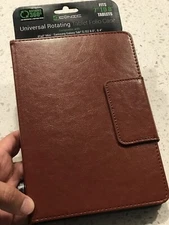 Aconic Universal Rotating Tablet Folio Case Fits 7" to 8" Tablets (Brown)
