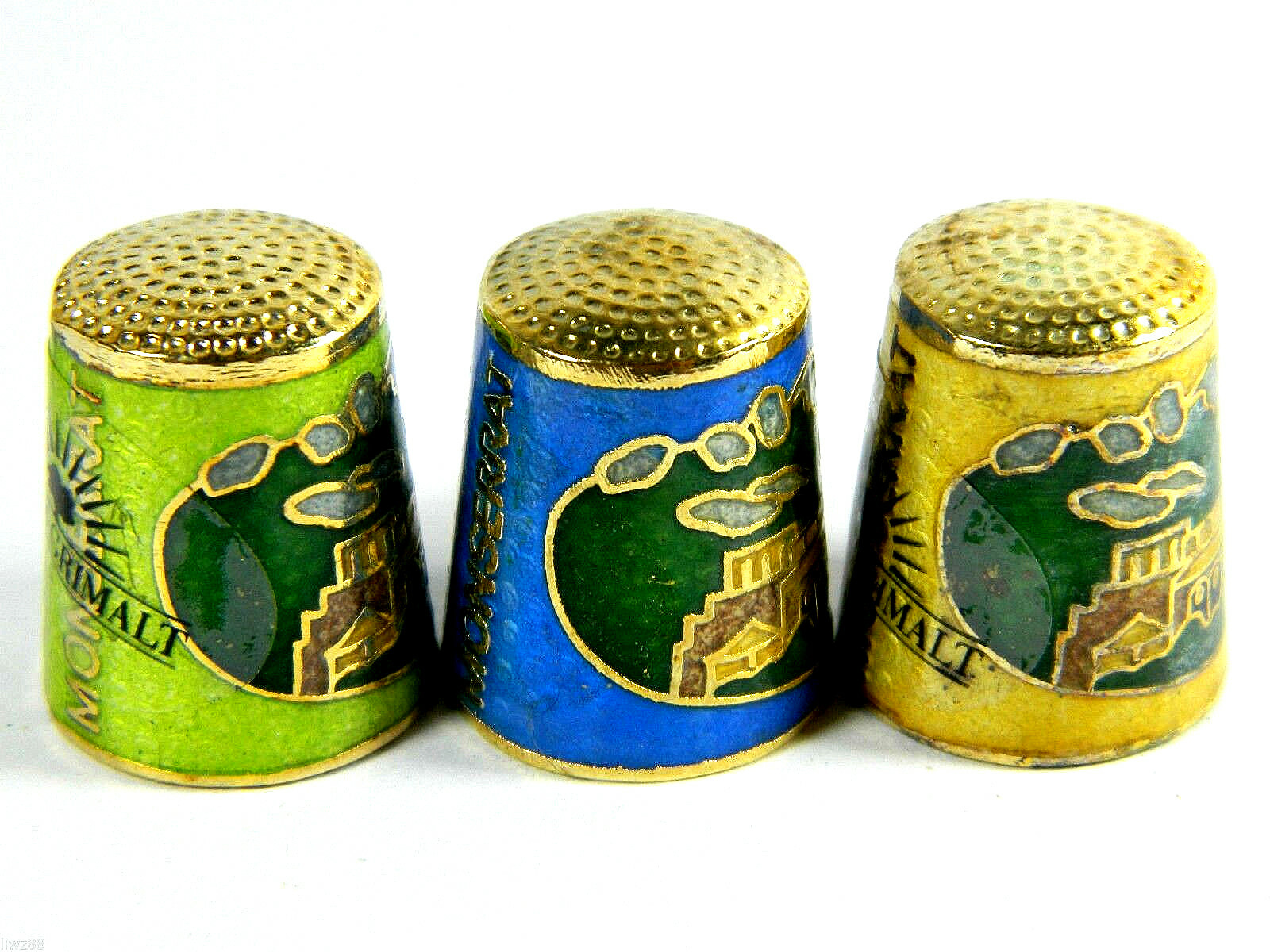 6 Pcs Chinese Cloisonne Copper Enamel Thimbles,Spanish Monserrat View Pattern eBay