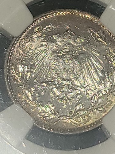1918 F GERMANY 1/2 Mark....NGC high grade MS 67 - Picture 5 of 7