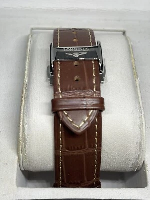 FORLONGINES Para Longines 21mm Cuero Marrón Cocodrilo con Cierre Mariposa Acero Inoxidable