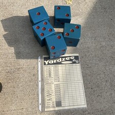 VTG Blue Red Giant Yahtzee Game Wooden Dice Set Yardzee Lawn Beach Deck Outdoor