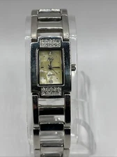 Vintage Ruby Women's Watch Pealized Dial Silver 8" Band 19mm Case- New Battery