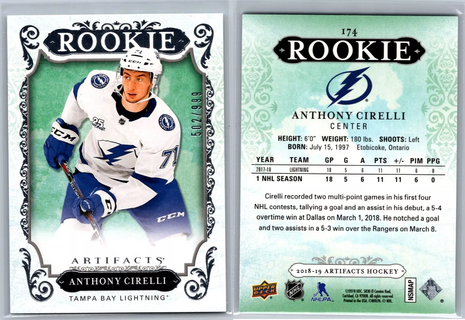 Anthony Cirelli trading card