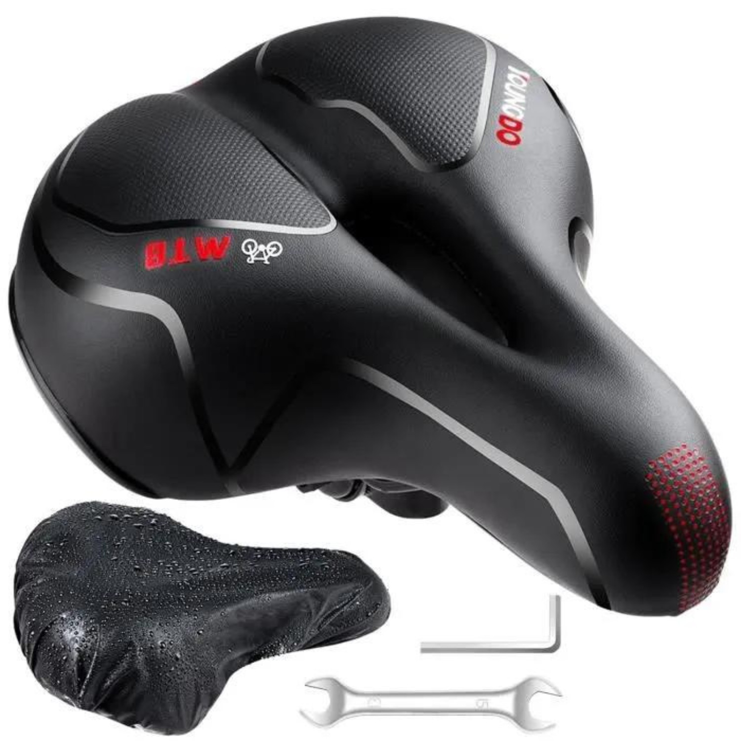 Selle vélo gel ergonomique noire YOUNGDO pour VTT et cyclisme urbain