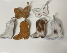 Custom Leather Boot Shape Key Ring Fob Made in the USA