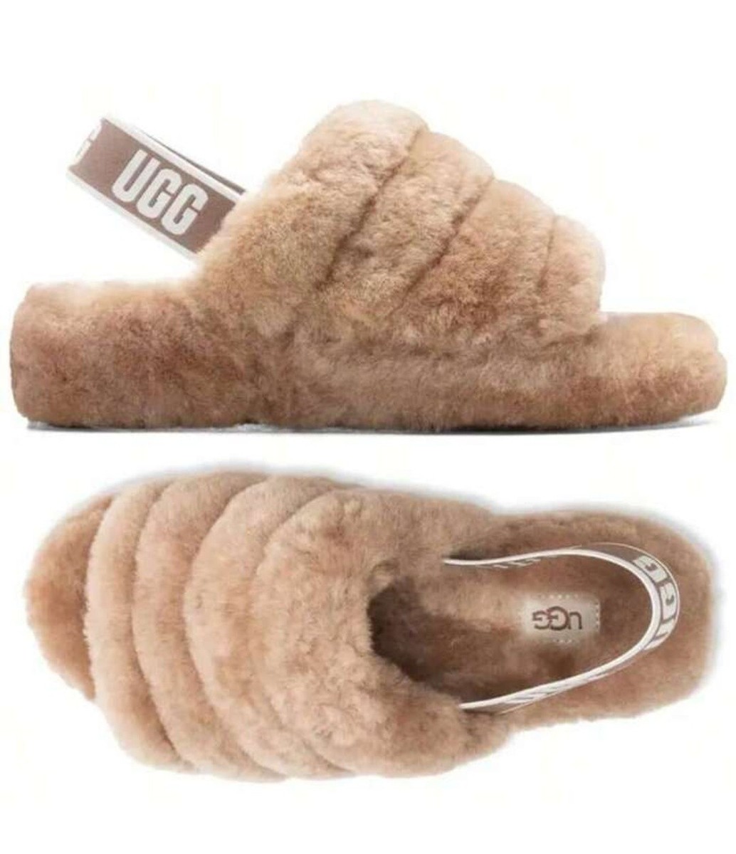 Size UGG FLUFF Yeah Slide Women's Sheepskin Slipper Sandals