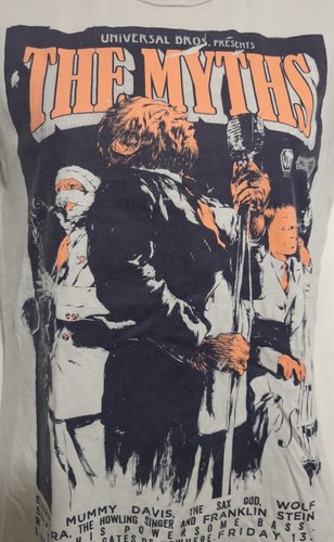 Threadless Universal Bros. Presents The Myths - Womens Light Gray Medium T-shirt - Picture 2 of 9