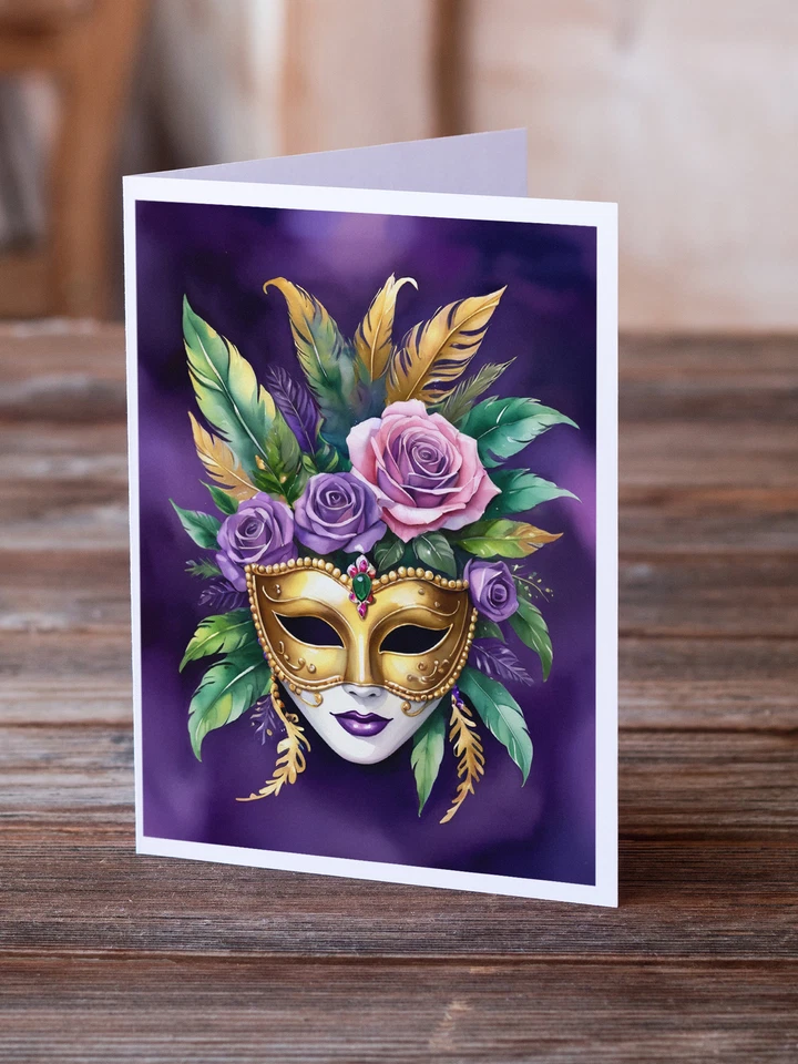 Mask Mardi Gras Greeting Cards and Envelopes Pack of 8 DAC5237GCA7P - Изображение 2 из 3