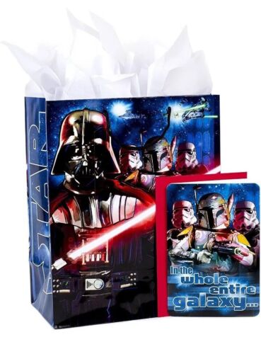 Hallmark 13" Large Star Wars Gift Bag w Birthday Card & Tissue Paper Darth Vader - Picture 1 of 6
