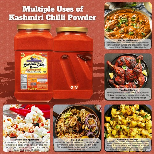 Rani Kashmiri Chilli Powder Ground Indian Spice 80oz (5lbs) 2.27kg PET Jar - Picture 2 of 9