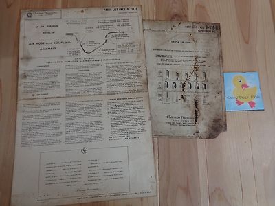 Chicago Pneumatic Parts List CP-714 Zip Gun Model A Air Hose and Coupling 1958
