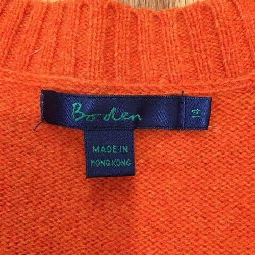 Boden maglione cardigan vintage lana arancione bottoni scollo a V maglia senza maniche gilet - Foto 11 di 16