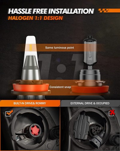 H11/H9/H16 LED High/Low Beam Conversion Kit Bulbs Super Bright 6500K Plug&Play - Picture 4 of 8