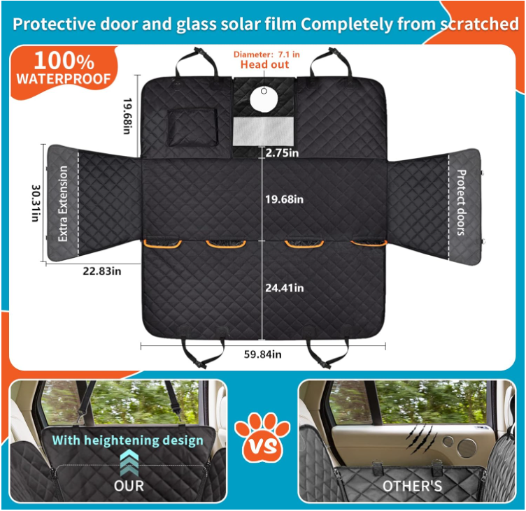 XL Dog Seat Cover SUV & Truck Back Extra Large Pets Hammock 60" x 64
