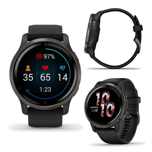 Reloj inteligente Garmin Venu 2 pizarra negra GPS para correr natación ciclismo multideporte - Imagen 1 de 6