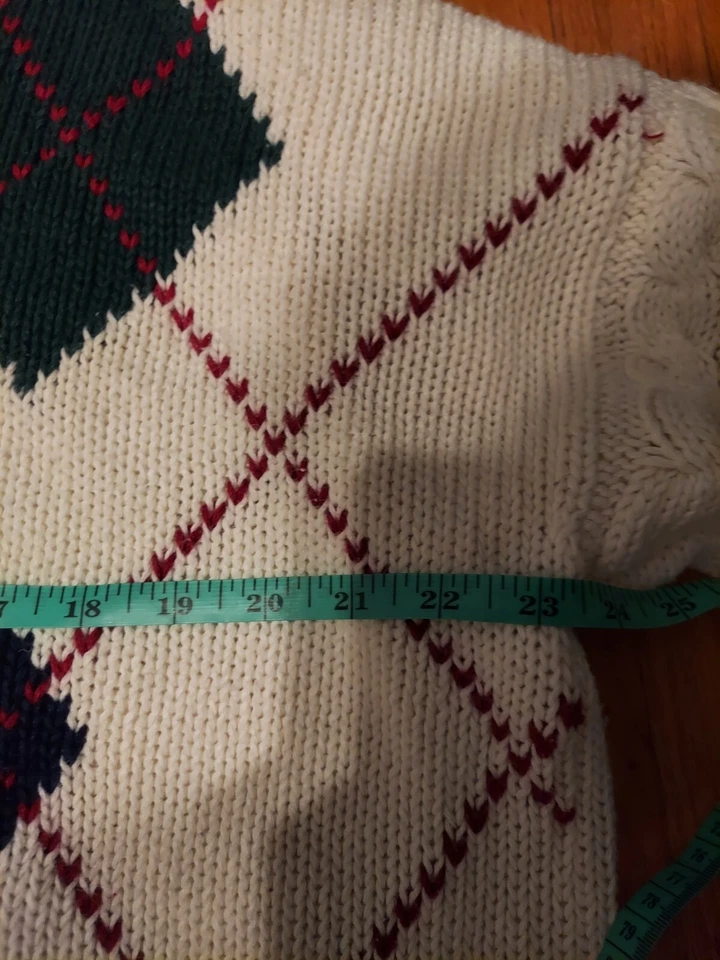 Vintage Grandpa Sweater M Cable Knit Preppy Argyle Old Money Academia Christmas - Image 4 of 4