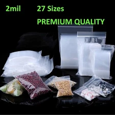 Clear Reclosable Zip Seal 2Mil Bags Poly Plastic 2 Mil Jewelry Top Lock Baggies