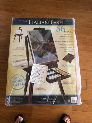 Battat 56 Piece Italian Solid Wood Case Easel Set