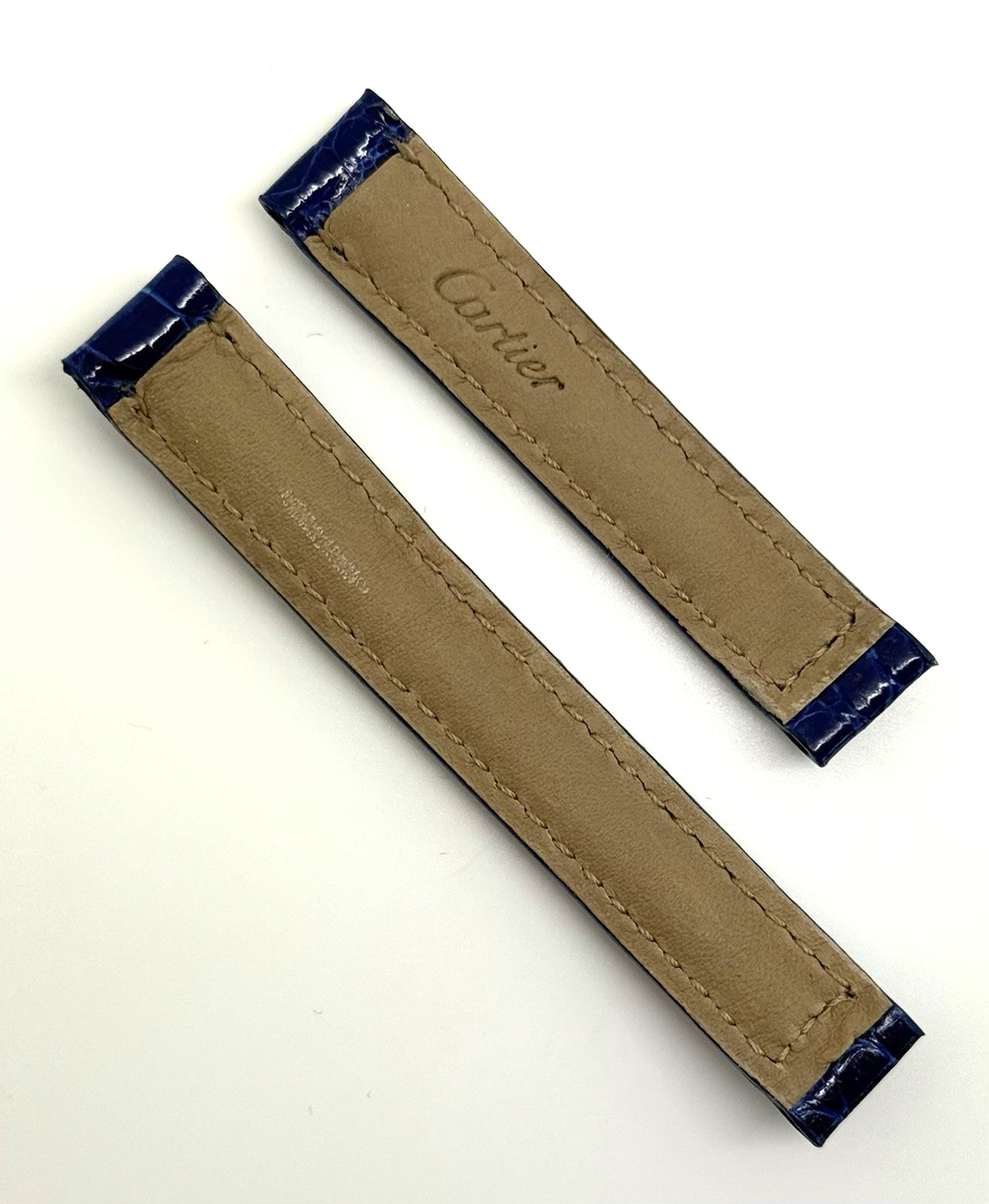 Cartier 10mm x 10mm Shiny Blue Alligator Watch Strap Band New