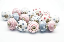PINK GREY Polka Knobs