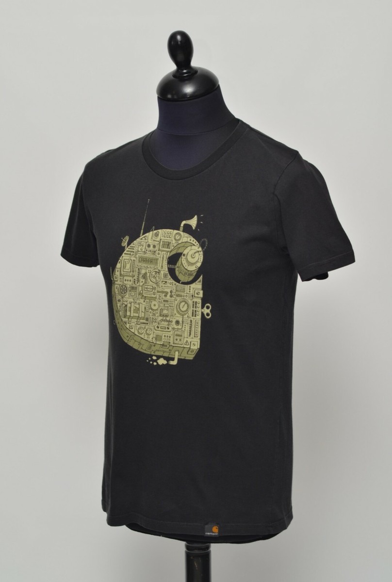 Tシャツ・カットソー CARHARTT WIP BLACK COTTON T-SHIRT Carhartt Wip Vintage Men's Black Cotton Mechanic Tee Shirt