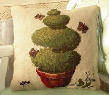 17" Beautiful Bonsai Butterfles Handamde Needlepoint Pillow Cushion Cover