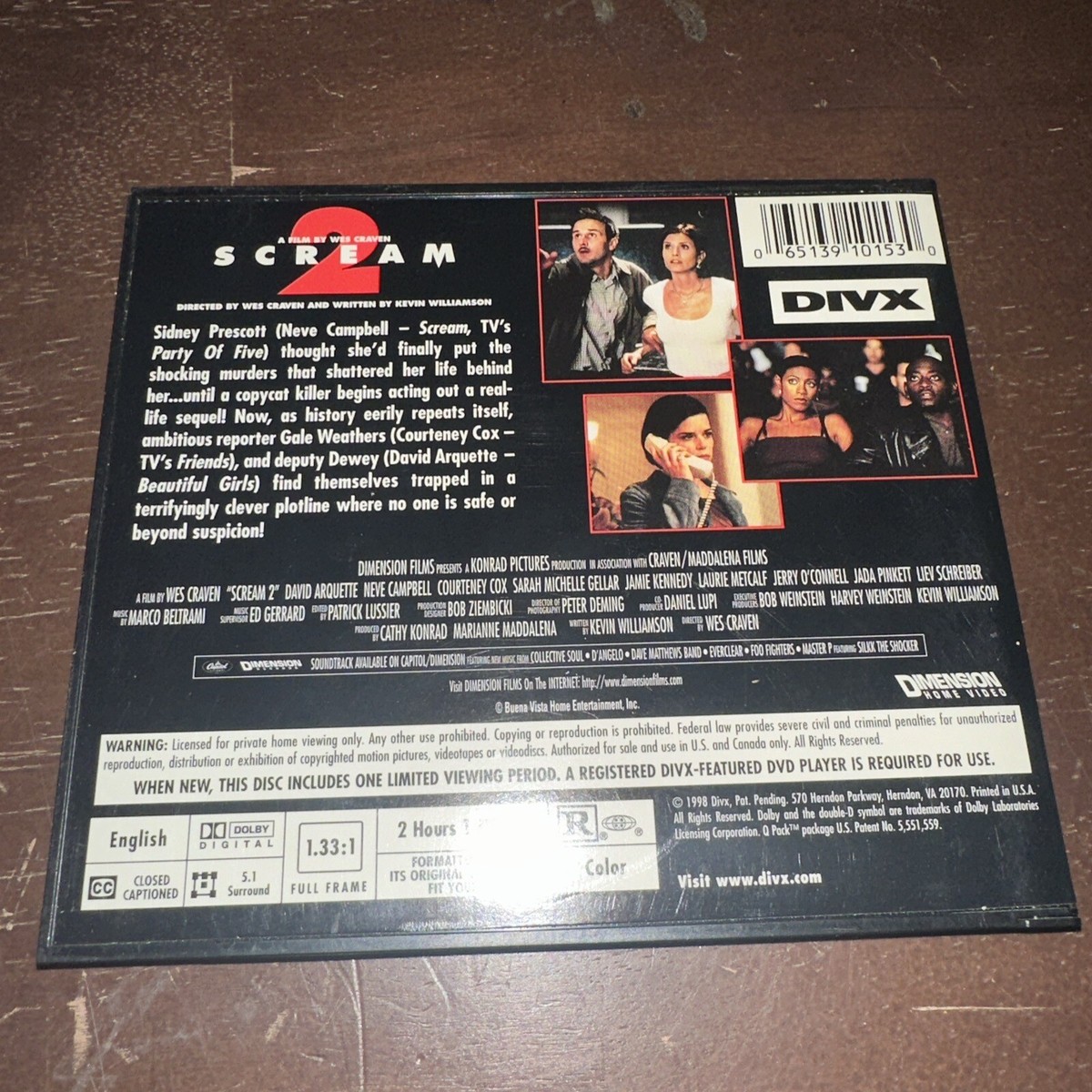DIVX Movie Lot of 2 (DIVX Not DVD) - scream 1 And 2 Great