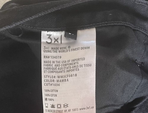 3 x 1-NYC-Black Cropped Cotton Jeans-Size 31-USA - Picture 2 of 8