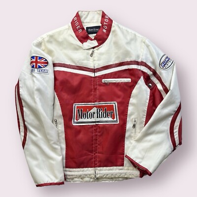 Vintage Men’s Donnington Racing Motorcycle Jacket Patched UK Bomber Motor  Rider