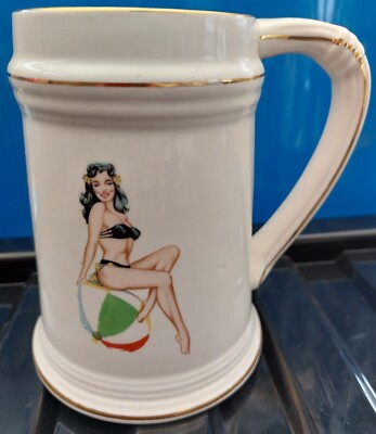 Zylinder Hut und Schwänze Keramik selten Vintage Pin Up Bikini Beach Girl Vargas Elvgren 