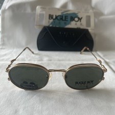 Vintage Bugle Boy BB 76 Eyeglasses Gray Green Sunglass Clip Ons  Case