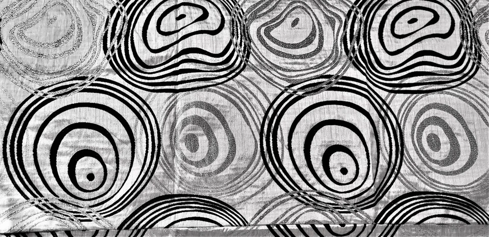 INNA ITALIAN Decoración BRILLO NEGRO/BLANCO/PLATEADO 3D 2 LADOS Restos W 22" X 3yd.9" Foto 4 de 4